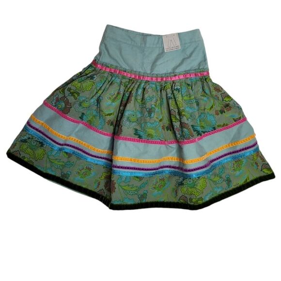 NEW Iana tiered floral green and blue corduroy multi media skirt 98cm/3T - Picture 1 of 9